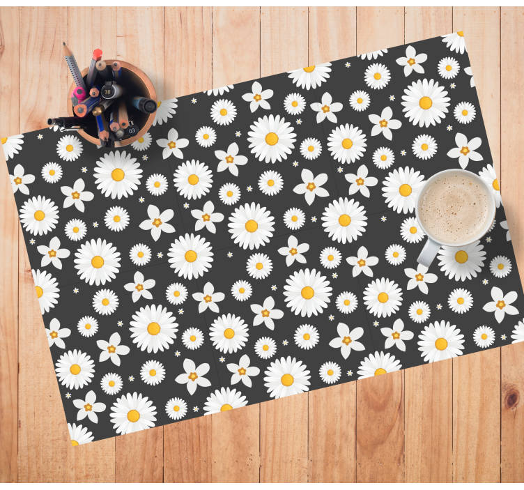 Daisies on black background modern placemats - TenStickers