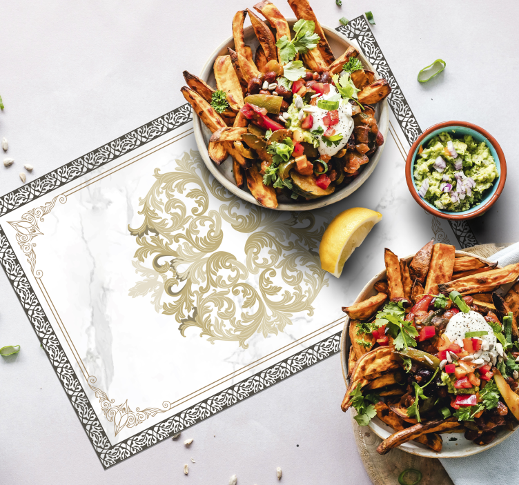 Baroque white marble elegant placemats - TenStickers