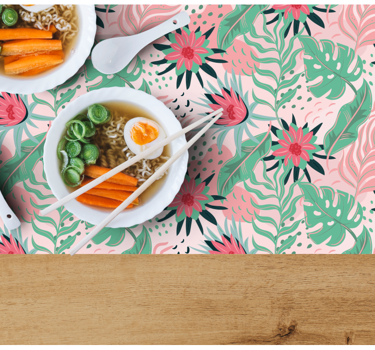Floral pattern pink background modern placemats - TenStickers