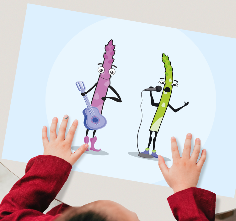 Funny asparagus with guitar children placemats - TenStickers