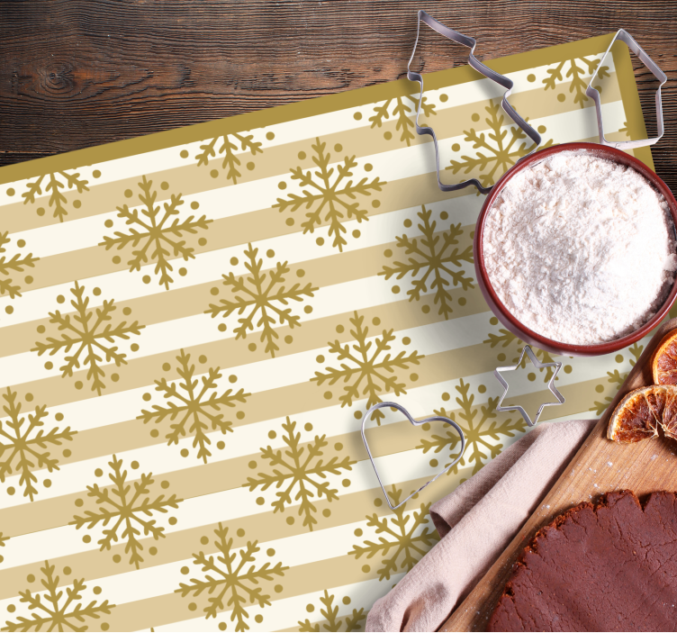 Gold snowflakes and stripes Christmas placemats - TenStickers