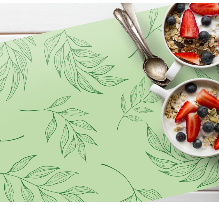 Green floral background restaurant placemats - TenStickers