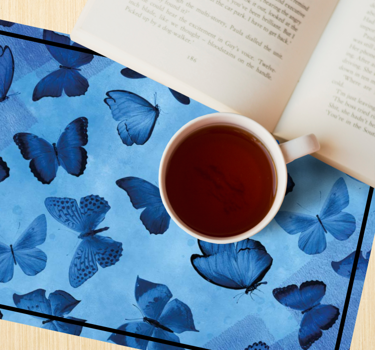 Group of Blue butterfly placemats - TenStickers