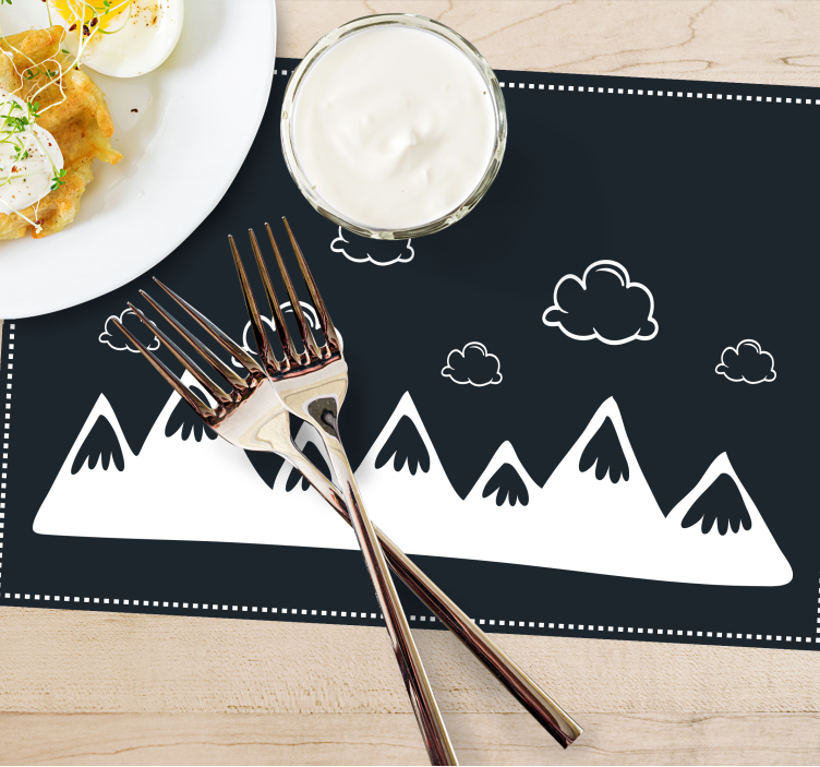 Hand drawn mountains with clouds placemats - TenStickers