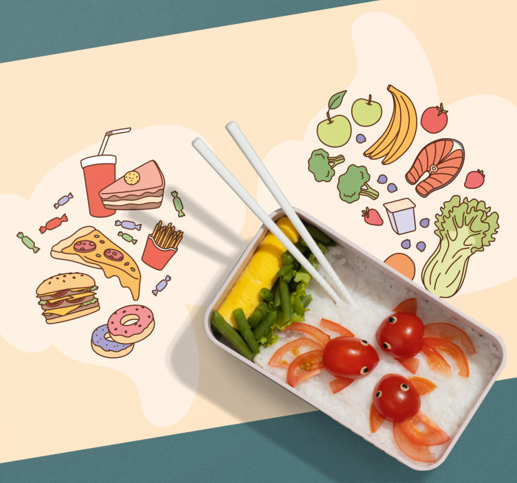 Healthy and junk food children placemats - TenStickers