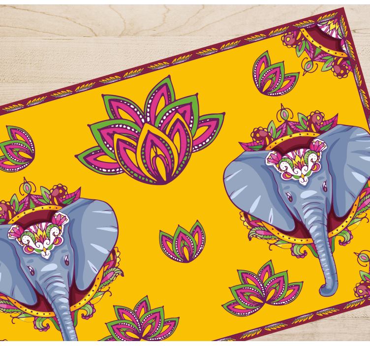 Indian art patterned elephant Vinyl placemats - TenStickers
