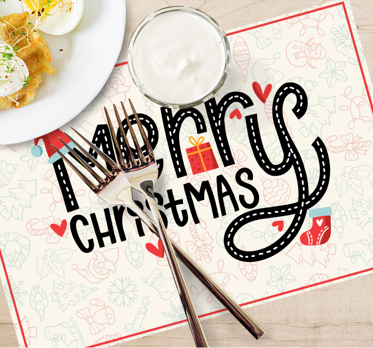 Merry Christmas Embroidery Christmas placemats - TenStickers