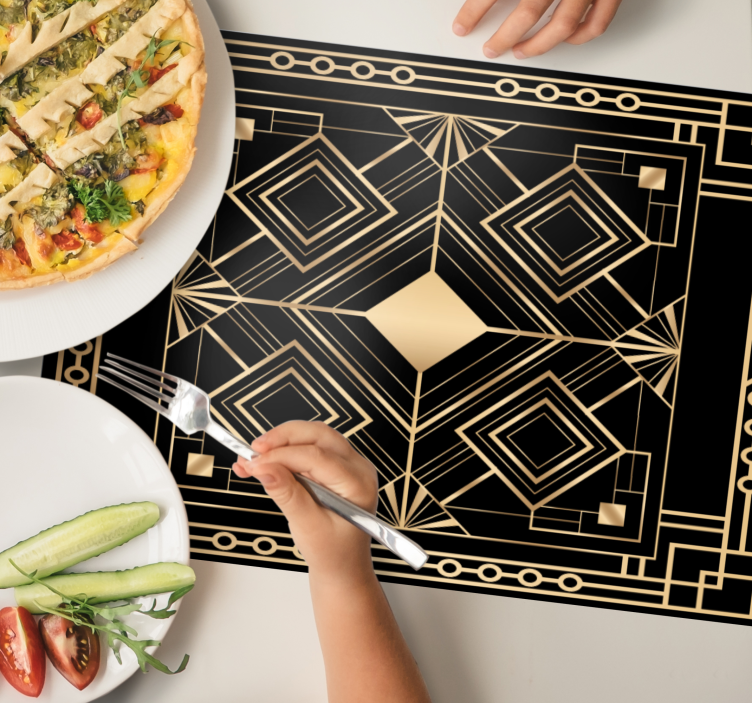 Modern art black and golden deco placemats - TenStickers