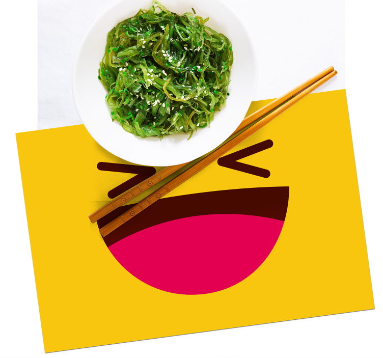 Modern emoji laughing face children placemats - TenStickers