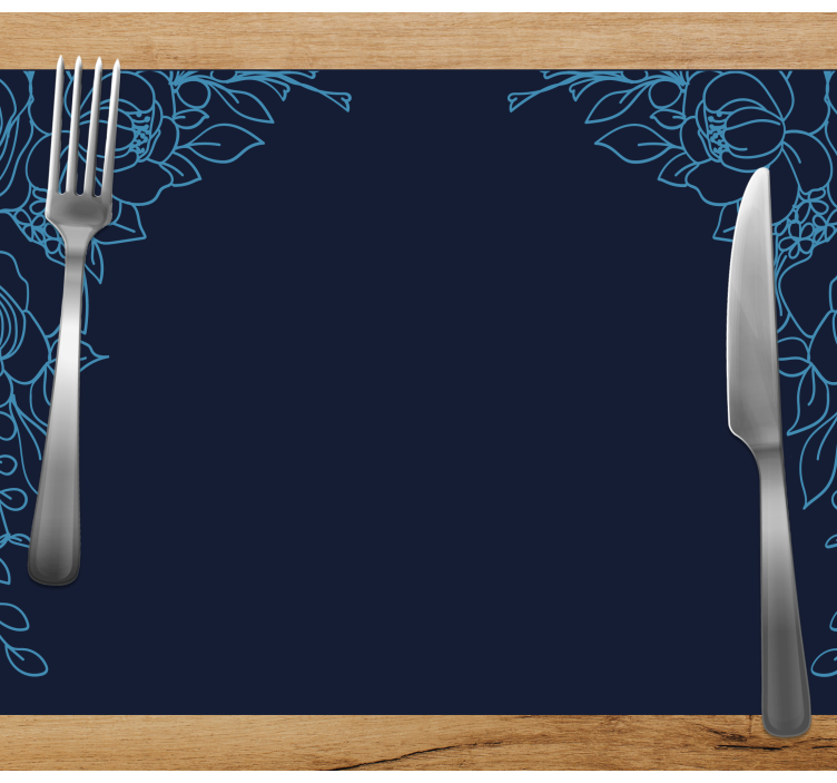 Navy blue flowers elegant placemats - TenStickers