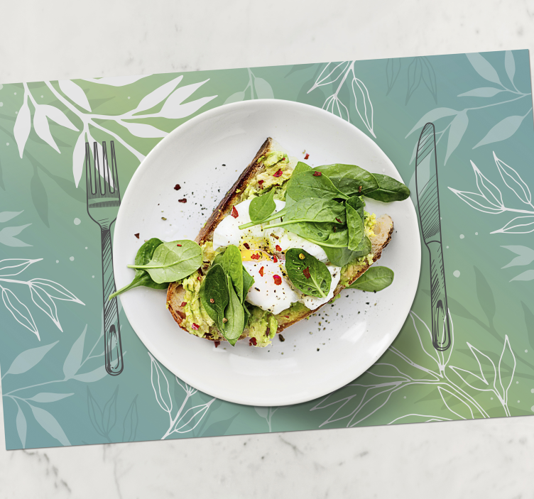 Plate and cutlery with watercolour placemats - TenStickers