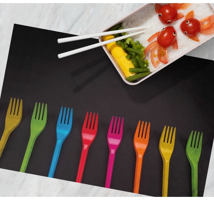 Rainbow plastic forks children placemats - TenStickers