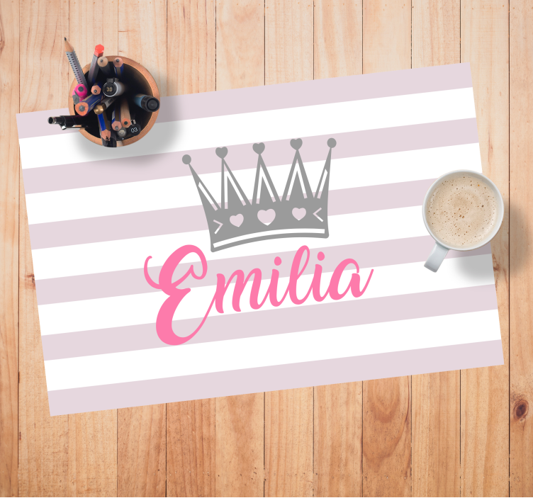 Silver crown with name Personalised placemats - TenStickers