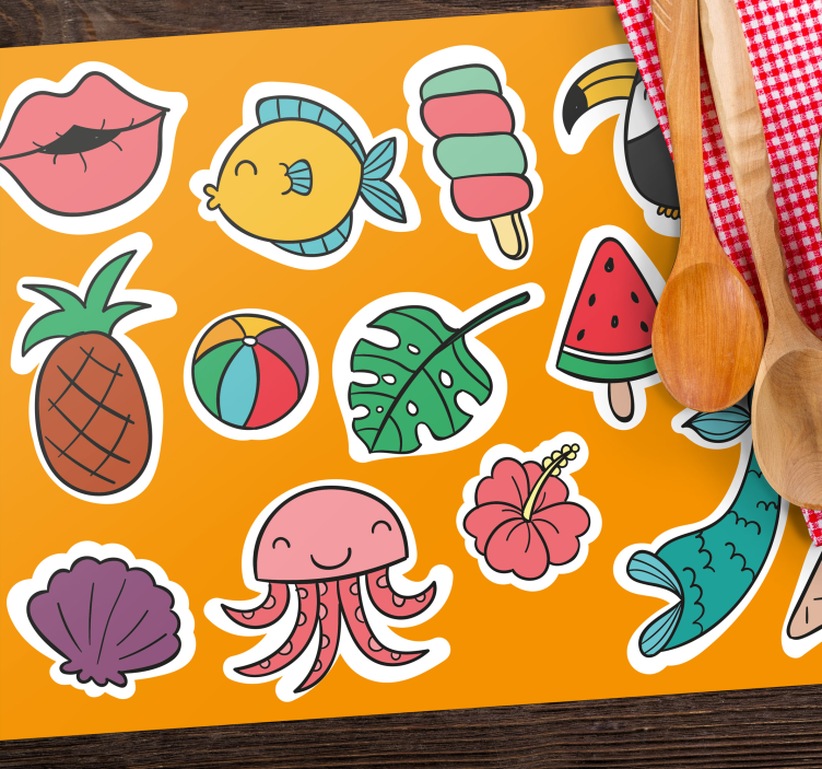 Summer foods and animals children placemats - TenStickers