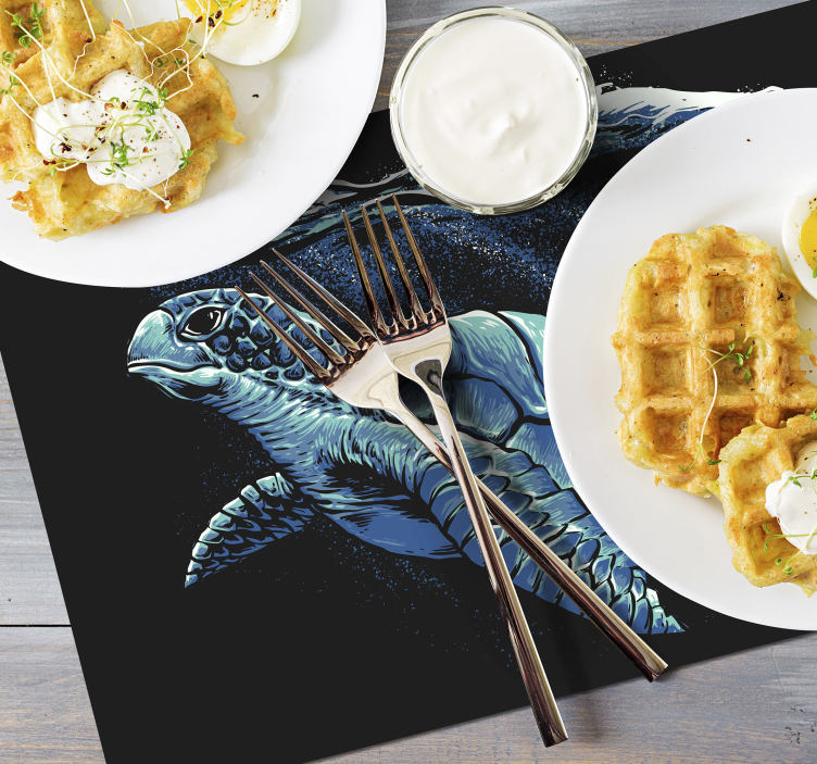 Turtle hand drawing turtle placemats - TenStickers