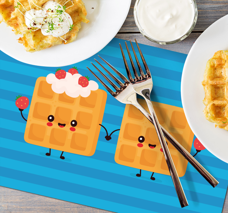 Waffles Holding hands children placemats - TenStickers
