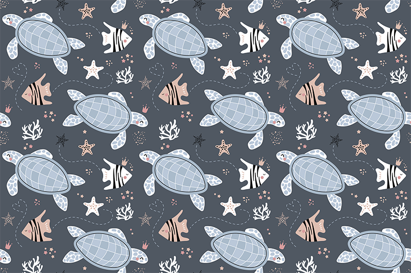 Turtles and Fish Under Sea turtle placemats - TenStickers