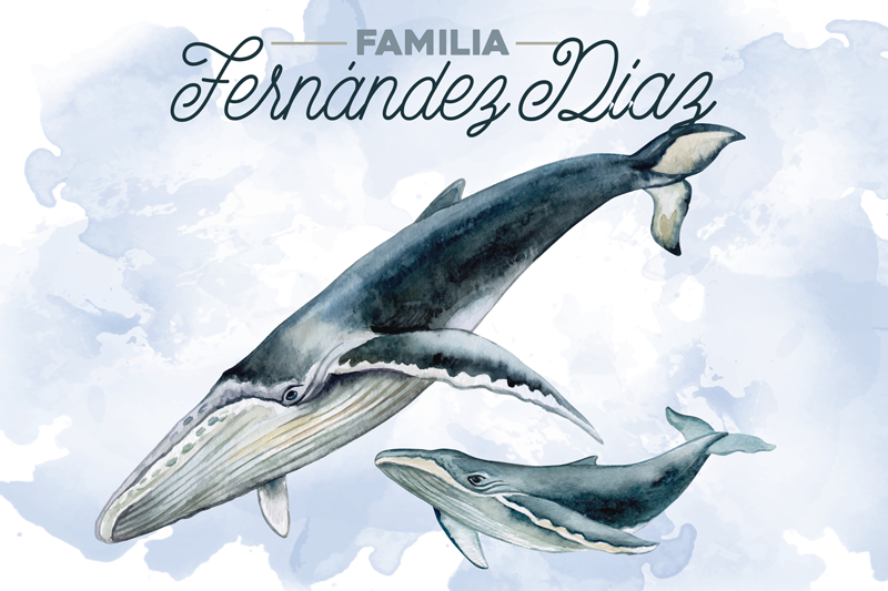 Personalisable placemats whale family design - TenStickers