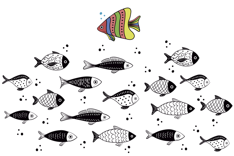 Original placemats colorful fish design - TenStickers