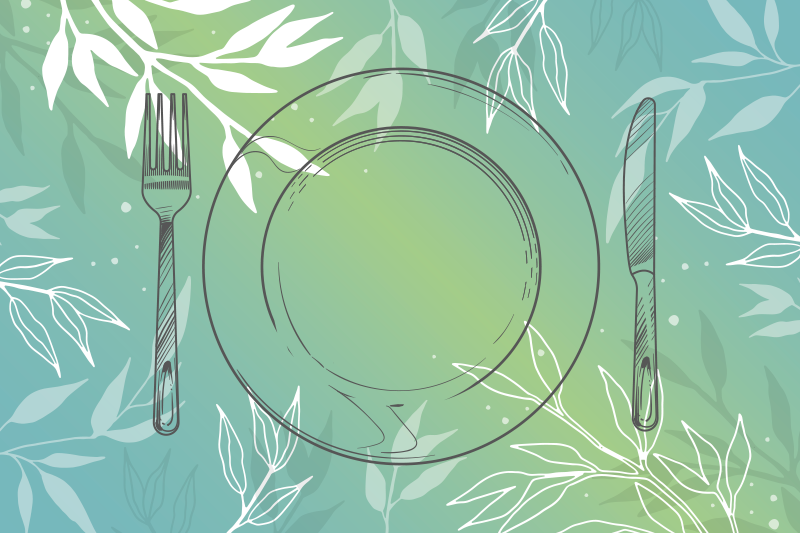 Plate and cutlery with watercolour placemats - TenStickers
