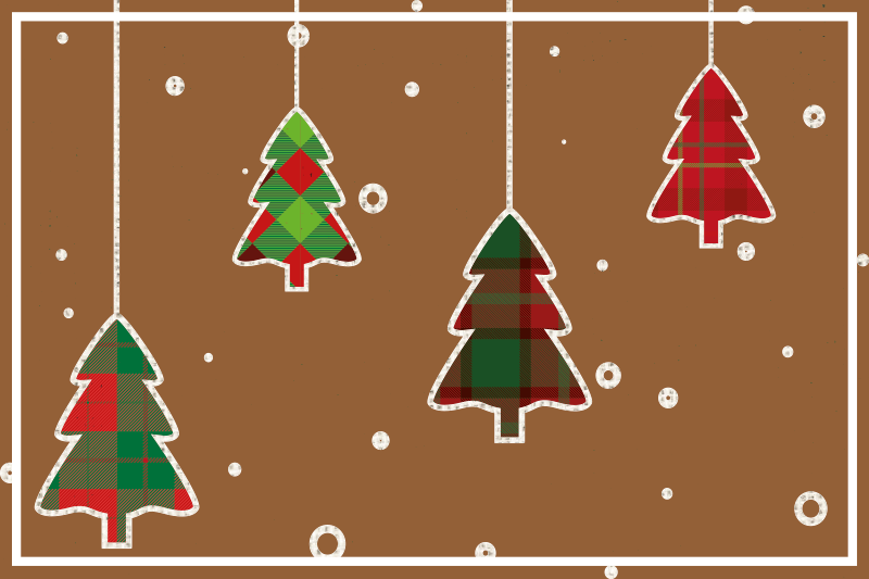 Christmas trees brown background placemats - TenStickers