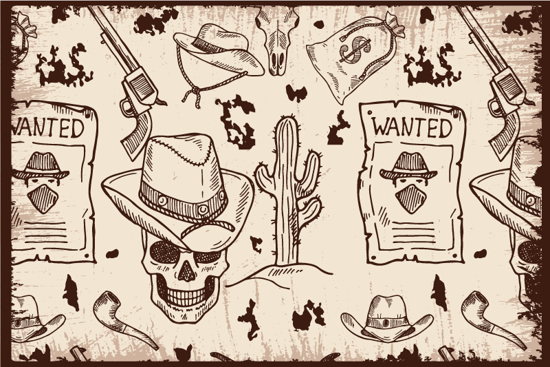 Original placemats with skull and cowboy designs - TenStickers