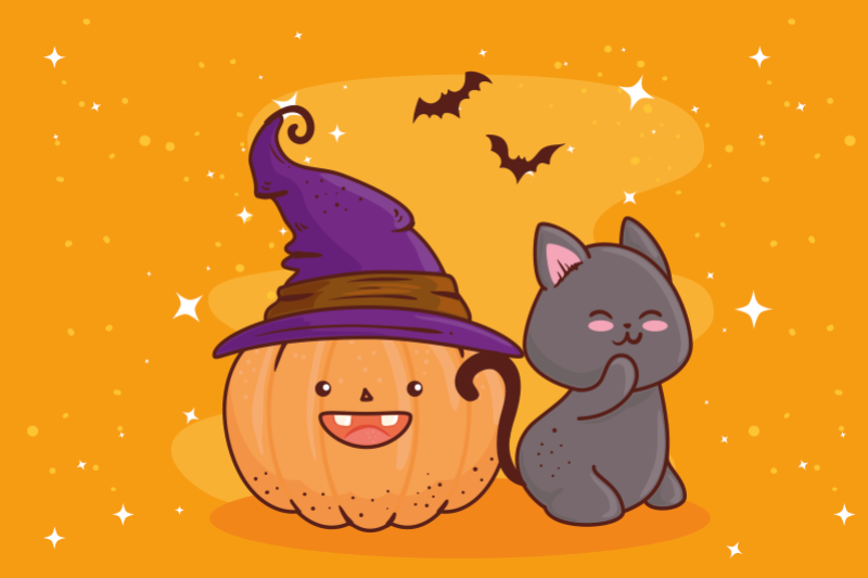 Pumpkin head witch children placemats - TenStickers