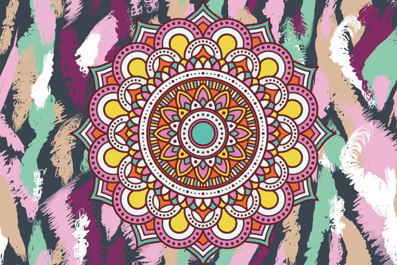 Textured placemats with vibrant mandala design - TenStickers