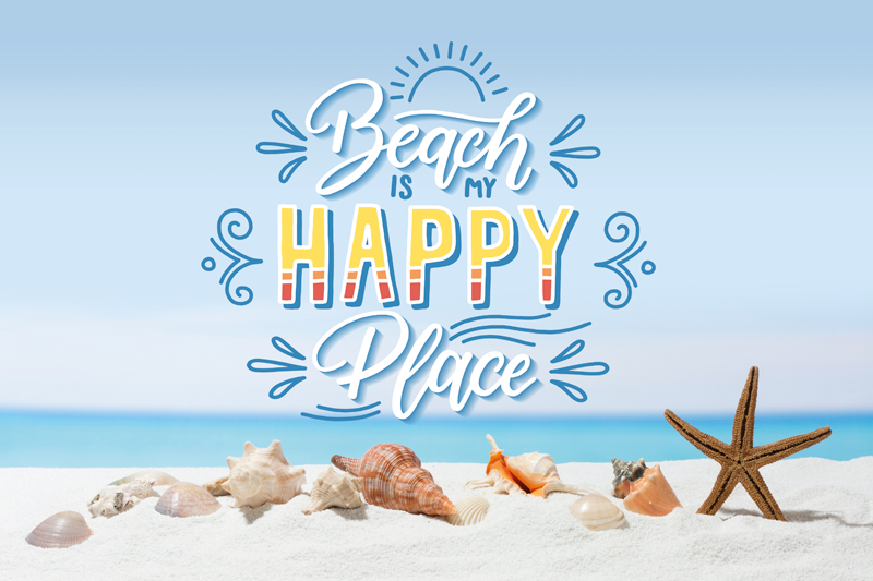 Placemats with quote beach happy place - TenStickers