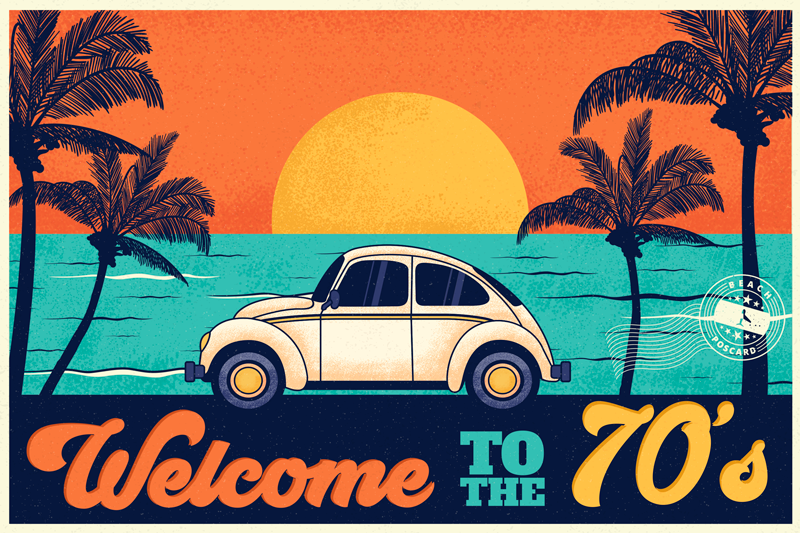 Elegant placemats retro 70s beach vibes - TenStickers