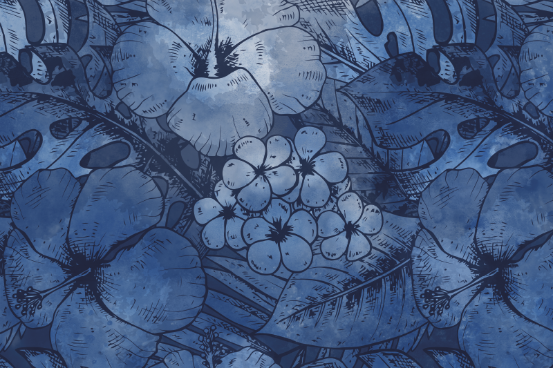 Blue watercolor flowers modern placemats - TenStickers