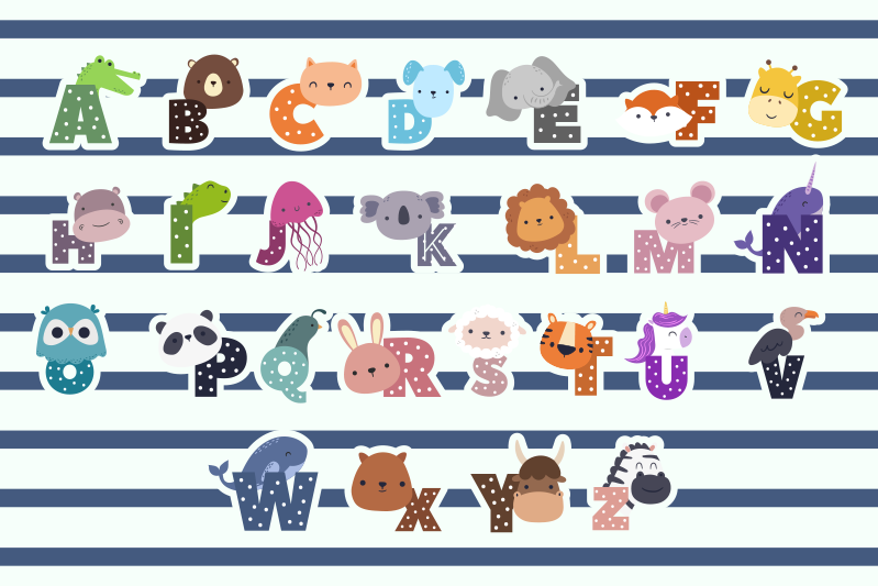 Cute colorful animal alphabets kids placemat - TenStickers
