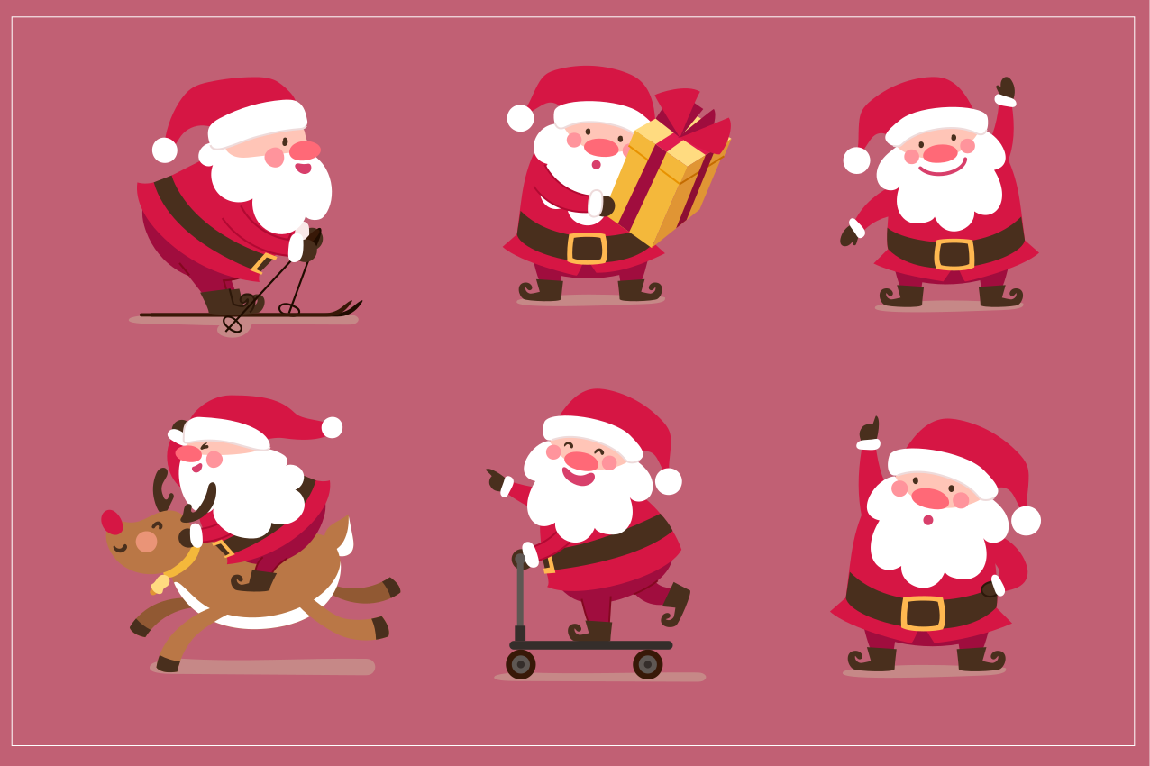 6 cute Santa Clause Christmas placemats - TenStickers