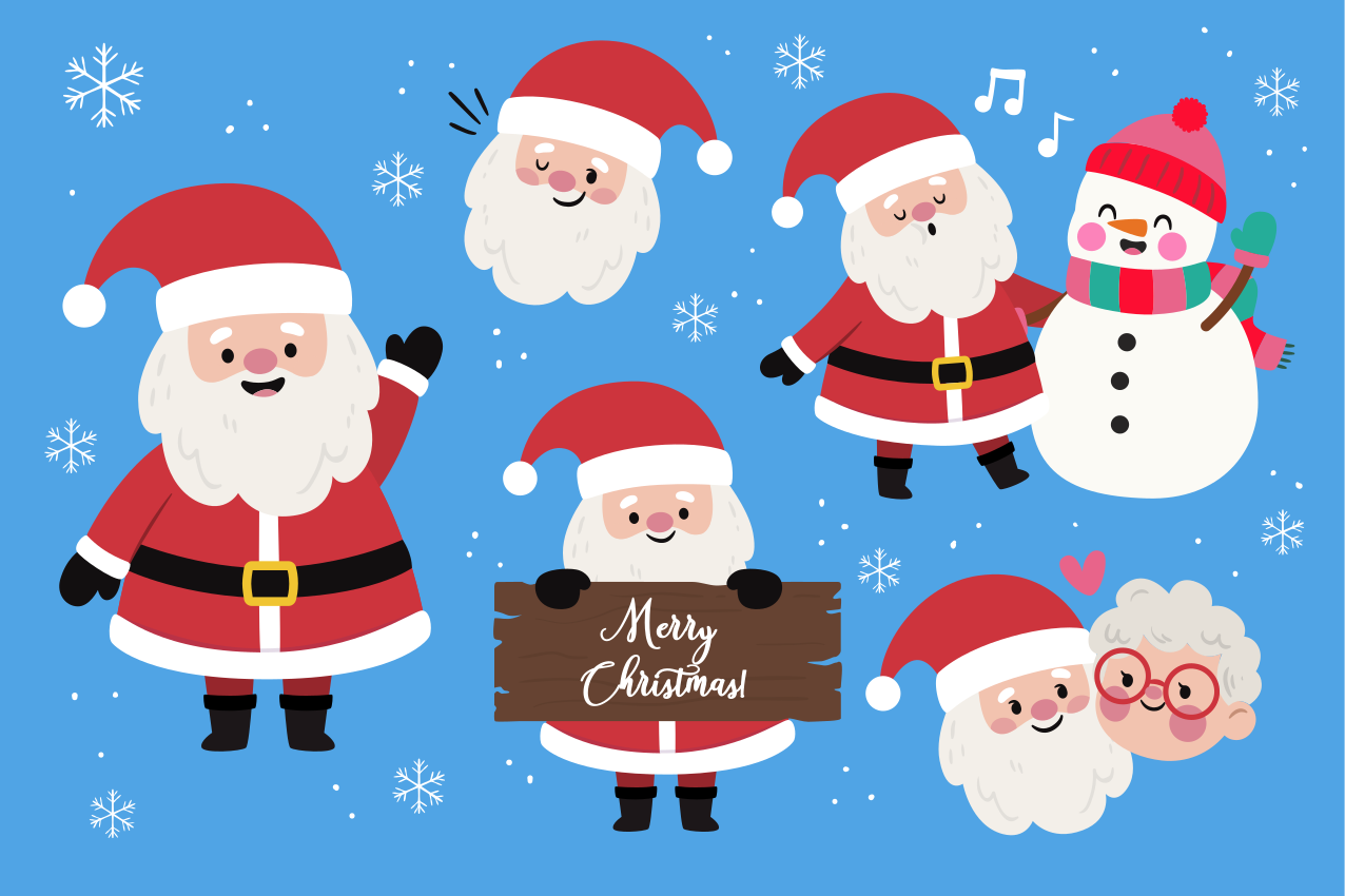 Cute Santa Clause character Christmas placemats - TenStickers