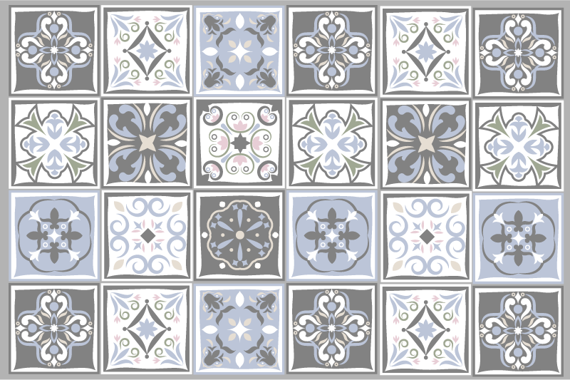 Grey various pattern tile textured placemats - TenStickers