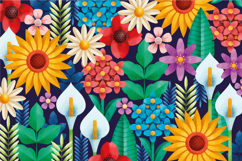 Multiple colorful flowers original placemats - TenStickers