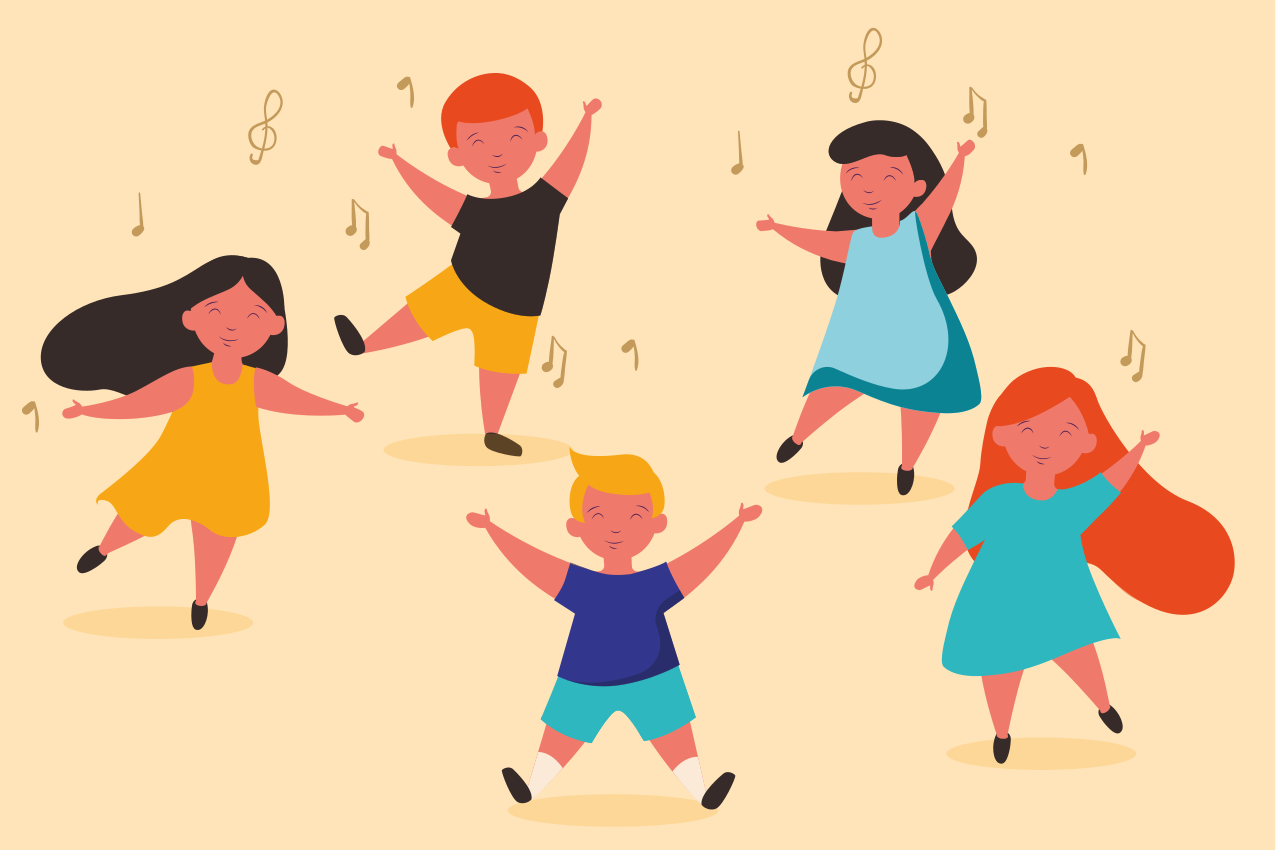 Children placemats joyful dancing kids - TenStickers