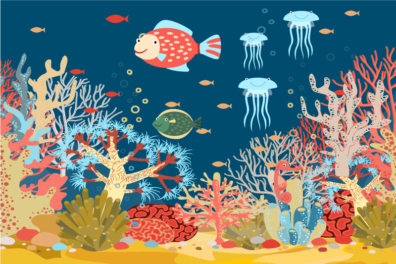 Modern placemats underwater coral design - TenStickers