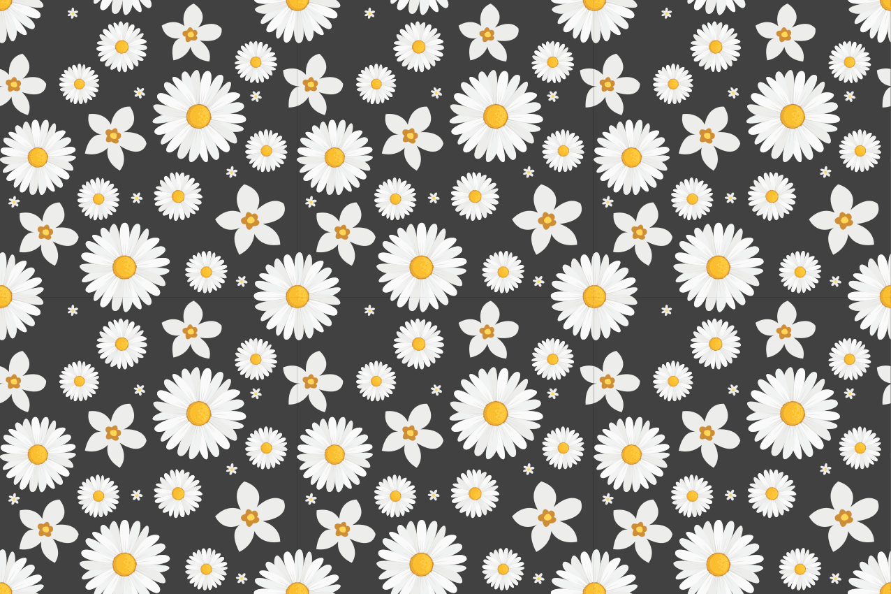 Daisies on black background modern placemats - TenStickers