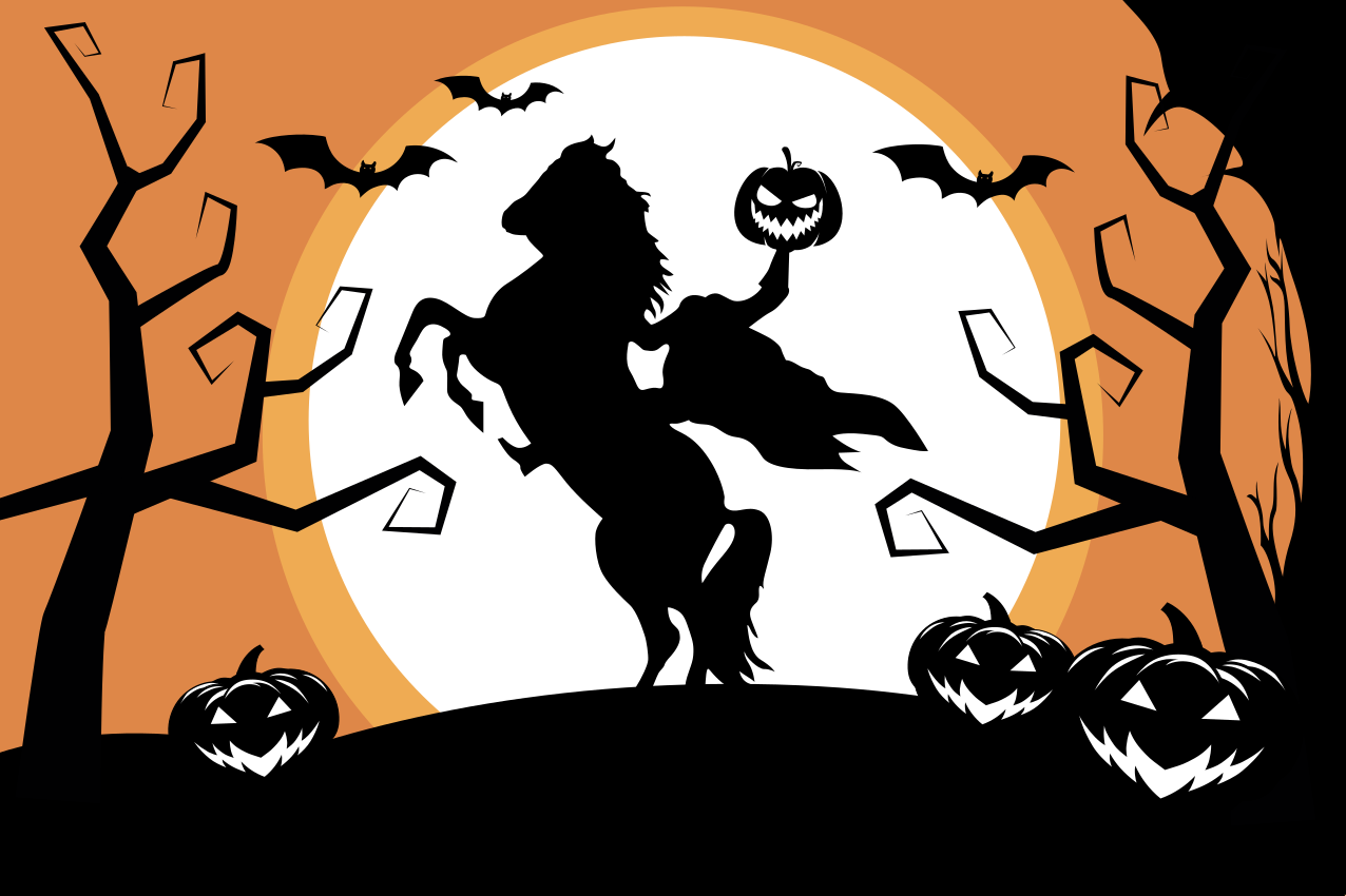Halloween placemats featuring a horse with pumpkin - TenStickers