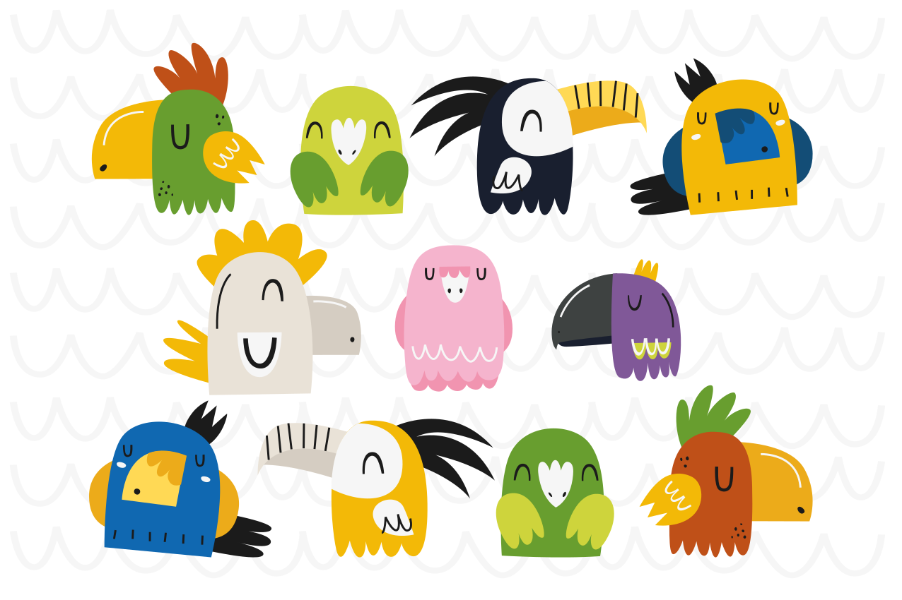 Children placemats colorful bird heads - TenStickers