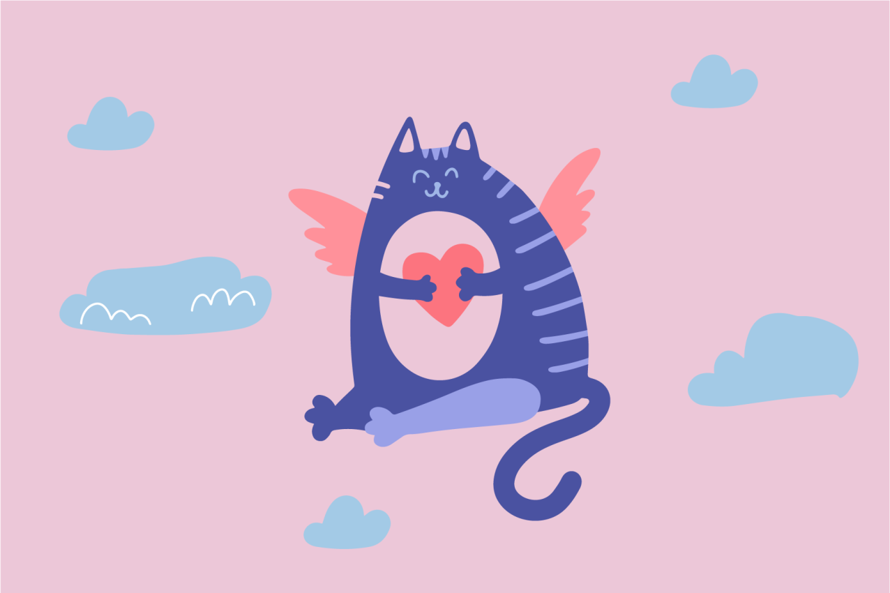 Children placemats flying cat with heart design - TenStickers