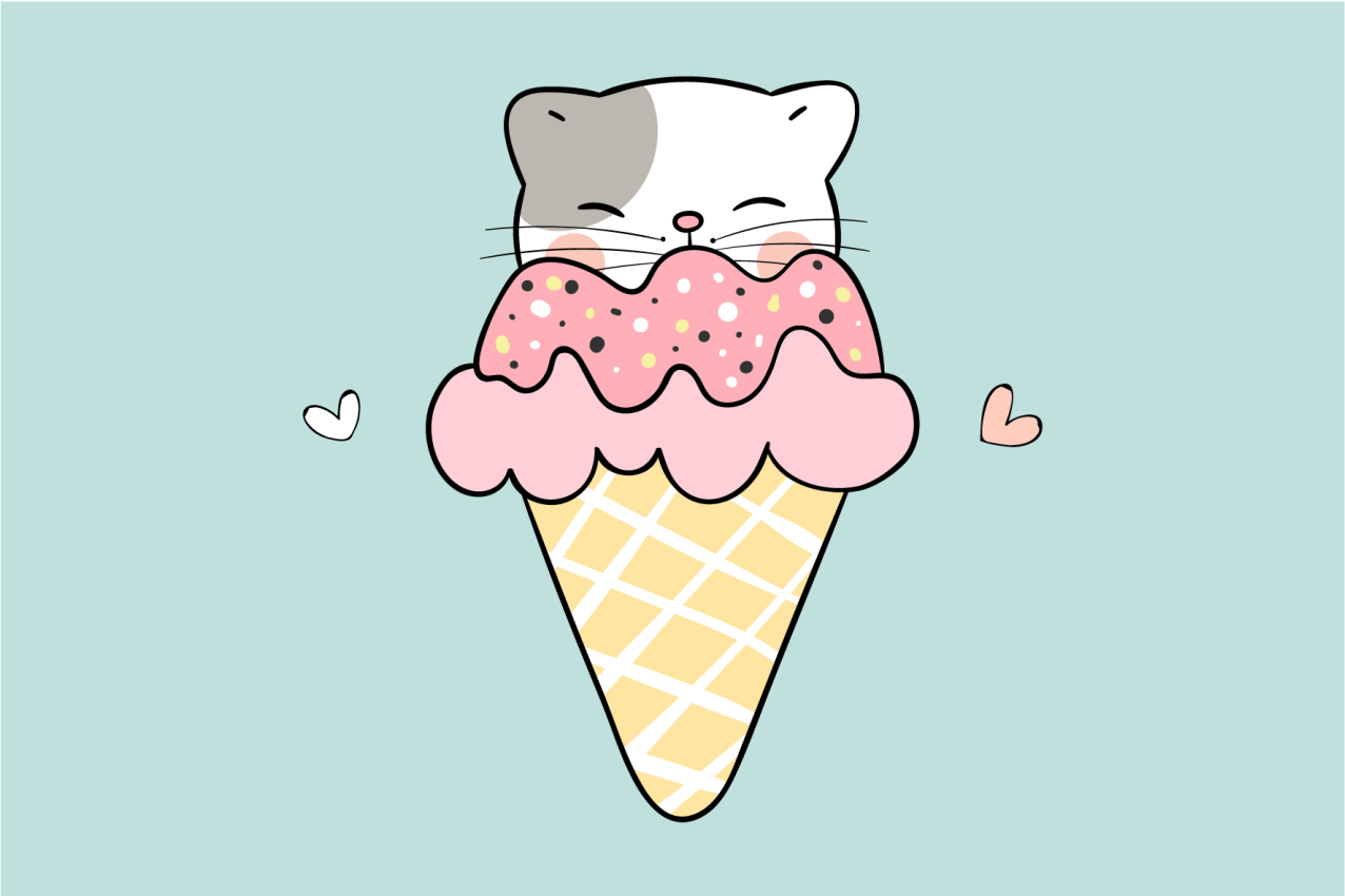 Cat and ice cream children placemats - TenStickers