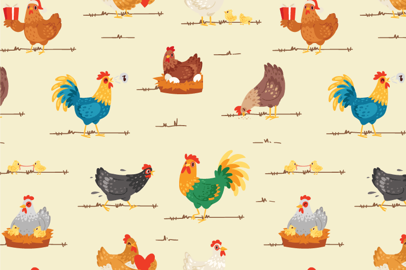 Children placemats with colorful chicken patterns - TenStickers