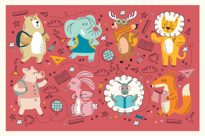 Cartoon animal motifs modern placemats - TenStickers