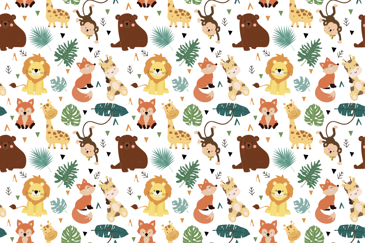 Cute wild animals leaves children placemats - TenStickers