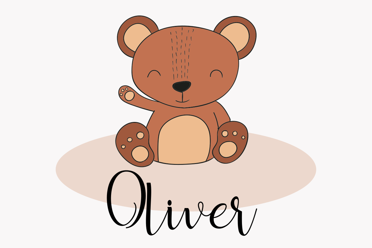 Cute teddy bear with name Personalised placemat - TenStickers