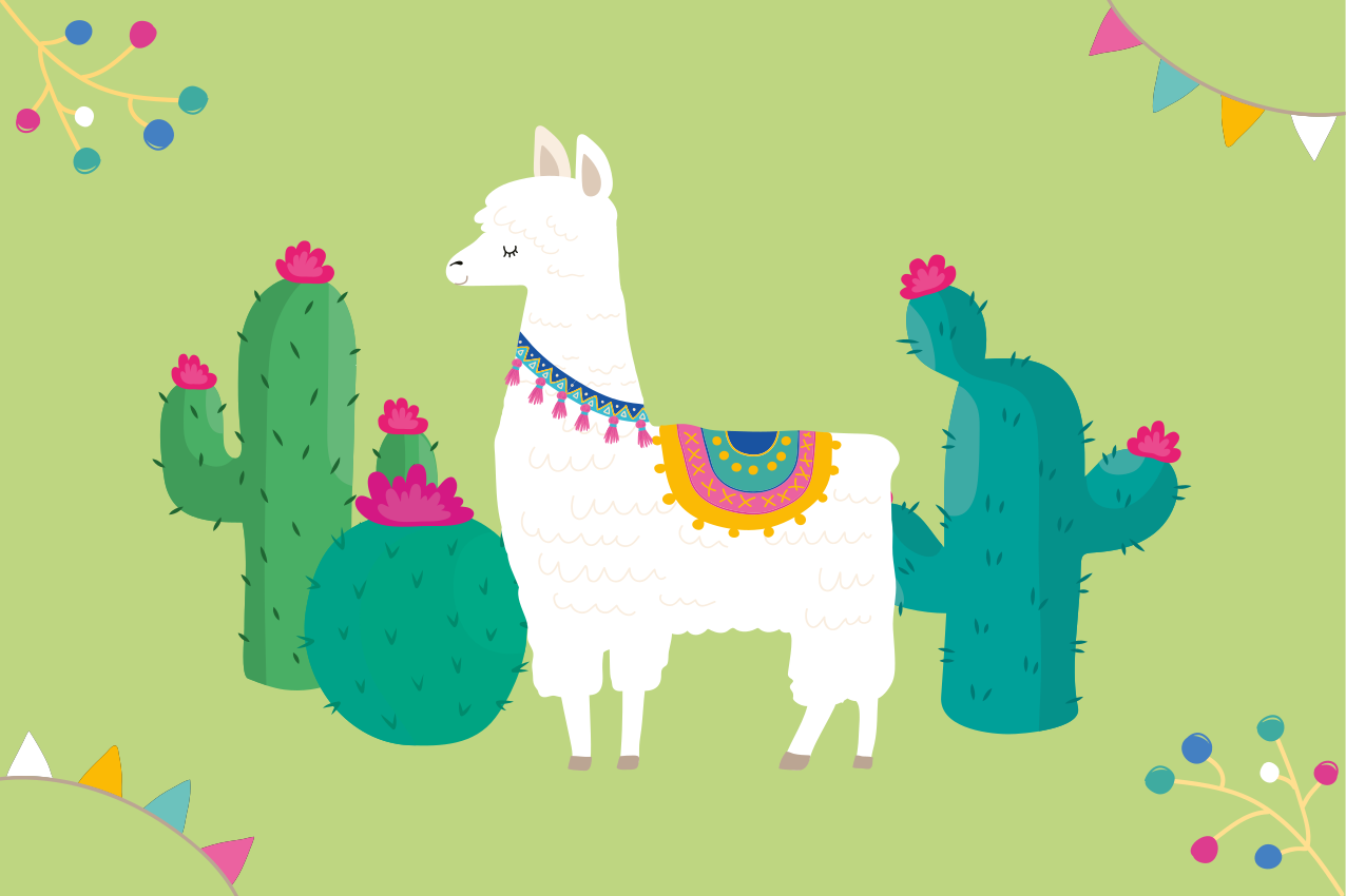 Colorful llama and cactus children placemats - TenStickers