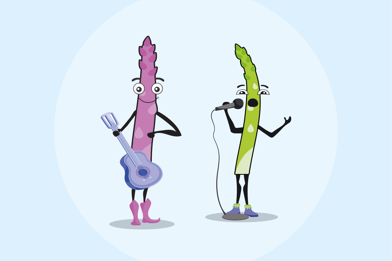 Funny asparagus with guitar children placemats - TenStickers