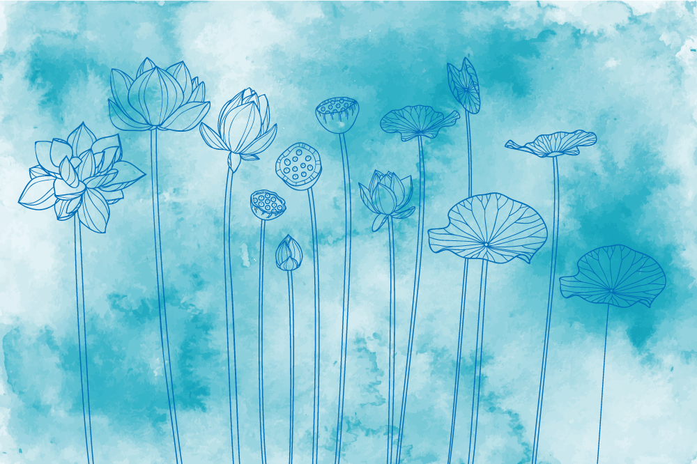 Textured placemats with lotus floral design - TenStickers